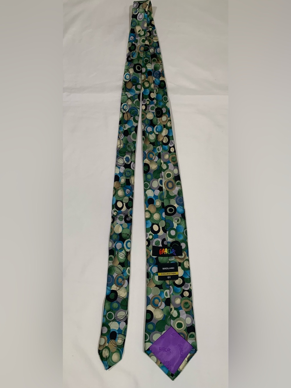 J. Garcia Tie Birdland Collection 61 Mens 100% Silk Abstract Art Necktie - Picture 4 of 7